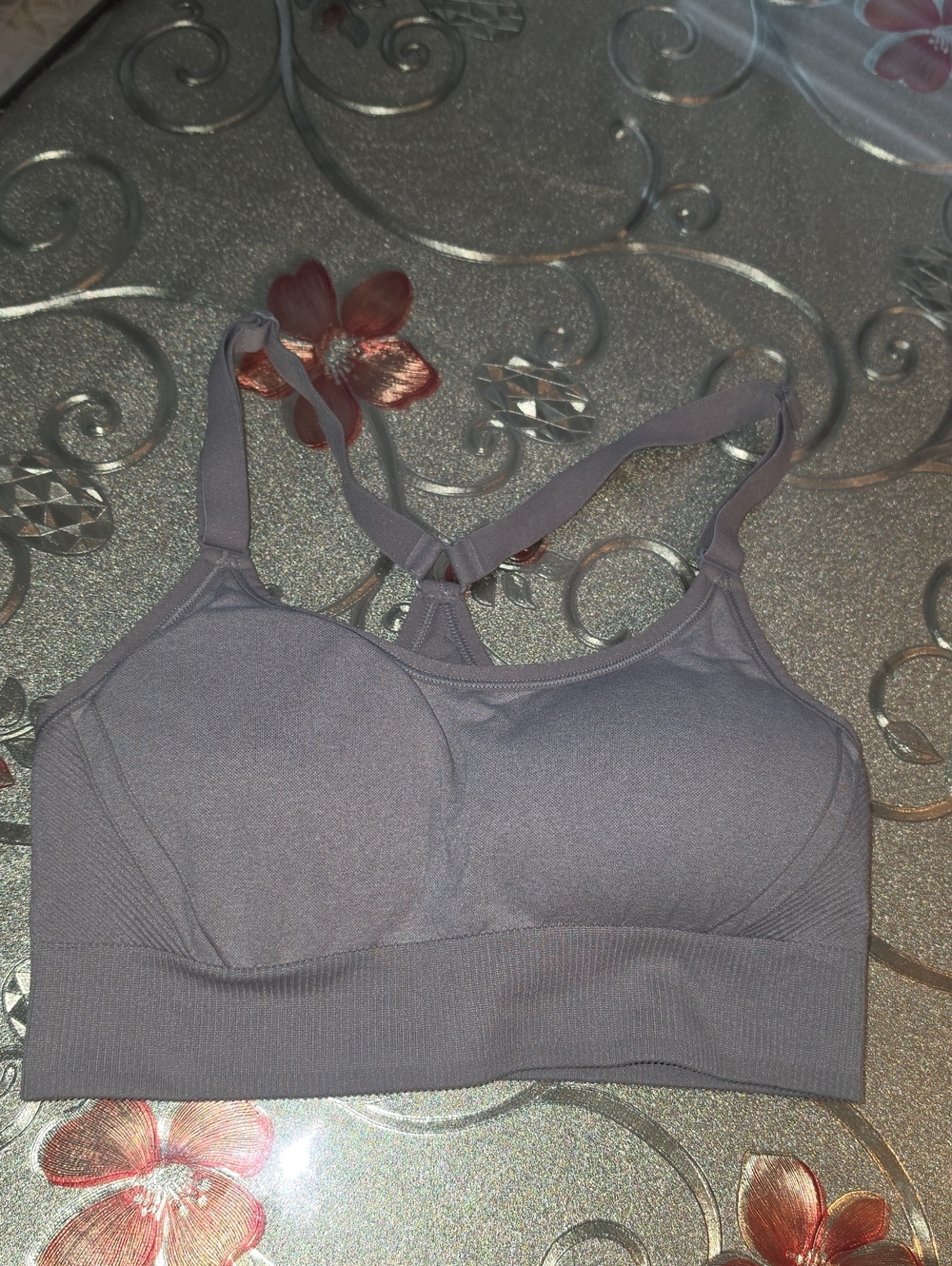 Gray Grey Seamless Support Sports Bra Medium